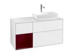 Villeroy und Boch Finion Waschtischunterschrank F801HBGF 120cm, Abdeckplatte white matt, Regale Peony matt lacquer, Glossy white lacquer