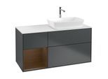Villeroy und Boch Finion Waschtischunterschrank G801GNHG 120cm, Abdeckplatte white matt, Emotion, Regale Walnut Veneer, Midnight Blue Matt Lacquer