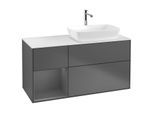 Villeroy und Boch Finion Waschtischunterschrank G801GKGK 120cm, Abdeckplatte white matt, Emotion, Regale Anthracite matt lacquer, Anthracite matt
