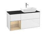 Villeroy und Boch Finion Waschtischunterschrank G802PCGF 120cm, Abdeckplatte black matt, Emotion, Regale Oak Veneer, Glossy white lacquer