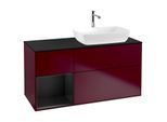 Villeroy und Boch Finion Waschtischunterschrank G802PDHB 120cm, Abdeckplatte black matt, Emotion, Regale Black matt lacquer, Peony Matt
