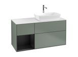 Villeroy und Boch Finion Waschtischunterschrank G801PDGM 120cm, Abdeckplatte white matt, Emotion, Regale Black matt lacquer, Olive Matt Lacquer
