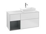 Villeroy und Boch Finion Waschtischunterschrank G801HGMT 120cm, Abdeckplatte white matt, Emotion, Regale Midnight matt lacquer, White matt lacquer