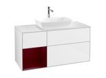 Villeroy und Boch Finion Waschtischunterschrank F821HBGF 120cm, Abdeckplatte white matt, Regale Peony matt lacquer, Glossy white lacquer