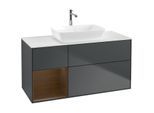 Villeroy und Boch Finion Waschtischunterschrank F821GNHG 120cm, Abdeckplatte white matt, Regale Walnut Veneer, Midnight Blue Matt Lacquer