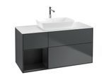 Villeroy und Boch Finion Waschtischunterschrank F821PDHG 120cm, Abdeckplatte white matt, Regale Black matt lacquer, Midnight Blue Matt Lacquer
