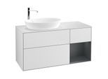 Villeroy und Boch Finion Waschtischunterschrank G931HGMT 120cm, Abdeckplatte white matt, Emotion, Regale Midnight matt lacquer, White matt lacquer