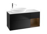 Villeroy und Boch Finion Waschtischunterschrank G931GNPD 120cm, Abdeckplatte white matt, Emotion, Regale Walnut Veneer, Black matt lacquer