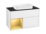 Villeroy und Boch Finion Waschtischunterschrank F652HFGF 100x60,3x50,1cm, Regal links Gold matt, Glossy white lacquer