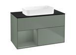 Villeroy und Boch Finion Waschtischunterschrank F652GMGM 100x60,3x50,1cm, Regal links Olive Matt Lacquer, Olive Matt Lacquer