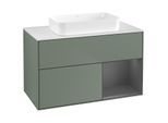 Villeroy und Boch Finion Waschtischunterschrank F661GKGM 100x60,3x50,1cm, Regal rechts Anthracite matt, Olive Matt Lacquer