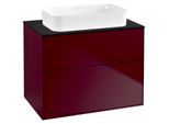 Villeroy und Boch Finion Waschtischunterschrank F63200HB 80x60,3x50,1mm, Glass Black Matt, Peony Matt