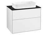Villeroy und Boch Finion Waschtischunterschrank F63200GF 80x60,3x50,1mm, Glass Black Matt, Glossy white lacquer