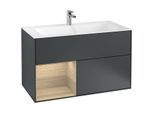 Villeroy und Boch Finion Waschtischunterschrank F030PCHG 99,6x59,1x49,8cm, Regal links Oak Veneer, Midnight Blue Matt Lacquer