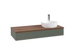 Villeroy und Boch Antao Waschtisch-Unterschrank L12052HL 120x19x50cm, Hahnloch, Waschbeckenplattenfarbe warm walnut, leaf green matt lacquer