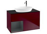 Villeroy und Boch Finion Waschtischunterschrank G892HGHB 100cm, Abdeckplatte black matt, Emotion, Regale Midnight matt lacquer, Peony Matt