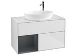 Villeroy und Boch Finion Waschtischunterschrank G891HGMT 100cm, Abdeckplatte white matt, Emotion, Regale Midnight matt lacquer, White matt lacquer