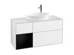Villeroy und Boch Finion Waschtischunterschrank G941PDGF 120cm, Abdeckplatte white matt, Emotion, Regale Black matt lacquer, Glossy white lacquer