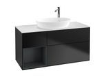 Villeroy und Boch Finion Waschtischunterschrank G941HGPD 120cm, Abdeckplatte white matt, Emotion, Regale Midnight matt lacquer, Black matt lacquer