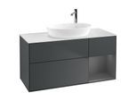 Villeroy und Boch Finion Waschtischunterschrank F951GKHG 120cm, Abdeckplatte white matt, Regale Anthracite matt lacquer, Midnight Blue Matt Lacquer