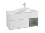 Villeroy und Boch Finion Waschtischunterschrank F951GMMT 120cm, Abdeckplatte white matt, Regale Olive matt lacquer, White matt lacquer