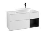 Villeroy und Boch Finion Waschtischunterschrank F951PDMT 120cm, Abdeckplatte white matt, Regale Black matt lacquer, White matt lacquer