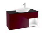 Villeroy und Boch Finion Waschtischunterschrank G952GFHB 120cm, Abdeckplatte black matt, Emotion, Regale Glossy white lacquer, Peony Matt