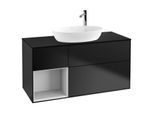 Villeroy und Boch Finion Waschtischunterschrank G942MTPD 120cm, Abdeckplatte black matt, Emotion, Regale White matt lacquer, Black matt lacquer