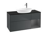 Villeroy und Boch Finion Waschtischunterschrank G952GKHG 120cm, Abdeckplatte black matt, Emotion, Regale Anthracite matt lacquer, Midnight Blue Matt Lacquer
