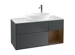 Villeroy und Boch Finion Waschtischunterschrank G951GNHG 120cm, Abdeckplatte white matt, Emotion, Regale Walnut Veneer, Midnight Blue Matt Lacquer