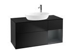 Villeroy und Boch Finion Waschtischunterschrank F952HGPD 120cm, Abdeckplatte black matt, Regale Midnight matt lacquer, Black matt lacquer