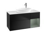 Villeroy und Boch Finion Waschtischunterschrank G951GMPD 120cm, Abdeckplatte white matt, Emotion, Regale Olive matt lacquer, Black matt lacquer