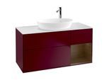Villeroy und Boch Finion Waschtischunterschrank G951GNHB 120cm, Abdeckplatte white matt, Emotion, Regale Walnut Veneer, Peony Matt