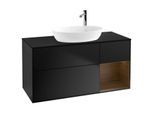 Villeroy und Boch Finion Waschtischunterschrank F952GNPD 120cm, Abdeckplatte black matt, Regale Walnut Veneer, Black matt lacquer