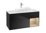 Villeroy und Boch Finion Waschtischunterschrank F831PCPD 120cm, Abdeckplatte white matt, Regale Oak Veneer, Black matt lacquer