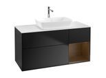 Villeroy und Boch Finion Waschtischunterschrank F831GNPD 120cm, Abdeckplatte white matt, Regale Walnut Veneer, Black matt lacquer