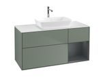 Villeroy und Boch Finion Waschtischunterschrank F831HGGM 120cm, Abdeckplatte white matt, Regale Midnight matt lacquer, Olive Matt Lacquer