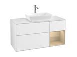Villeroy und Boch Finion Waschtischunterschrank F831PCGF 120cm, Abdeckplatte white matt, Regale Oak Veneer, Glossy white lacquer