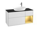 Villeroy und Boch Finion Waschtischunterschrank F952HFMT 120cm, Abdeckplatte black matt, Regale Gold matt lacquer, White matt lacquer