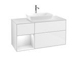 Villeroy und Boch Finion Waschtischunterschrank G821GFGF 120cm, Abdeckplatte white matt, Emotion, Regale Glossy white lacquer, Glossy white lacquer