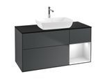 Villeroy und Boch Finion Waschtischunterschrank F832MTHG 120cm, Abdeckplatte black matt, Regale White matt lacquer, Midnight Blue Matt Lacquer
