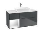 Villeroy und Boch Finion Waschtischunterschrank G821GFHG 120cm, Abdeckplatte white matt, Emotion, Regale Glossy white lacquer, Midnight Blue Matt Lacquer