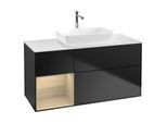 Villeroy und Boch Finion Waschtischunterschrank G821PCPD 120cm, Abdeckplatte white matt, Emotion, Regale Oak Veneer, Black matt lacquer