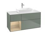 Villeroy und Boch Finion Waschtischunterschrank G821PCGM 120cm, Abdeckplatte white matt, Emotion, Regale Oak Veneer, Olive Matt Lacquer
