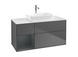 Villeroy und Boch Finion Waschtischunterschrank G821HGGK 120cm, Abdeckplatte white matt, Emotion, Regale Midnight matt lacquer, Anthracite matt