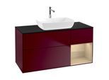 Villeroy und Boch Finion Waschtischunterschrank F832PCHB 120cm, Abdeckplatte black matt, Regale Oak Veneer, Peony Matt
