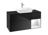 Villeroy und Boch Finion Waschtischunterschrank F832GFPD 120cm, Abdeckplatte black matt, Regale Glossy white lacquer, Black matt lacquer