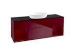 Villeroy und Boch Finion Waschtischunterschrank FD02HBHB 120cm, Abdeckplatte black matt, Regale Peony matt lacquer, Peony Matt