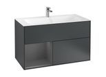 Villeroy und Boch Finion Waschtischunterschrank G030GKHG 99,6x59,1cm, Wandbeleuchtung, Regal links Anthracite matt, Midnight Blue Matt Lacquer