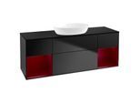 Villeroy und Boch Finion Waschtischunterschrank GD02HBPD 120cm, Abdeckplatte black matt, Emotion, Regale Peony matt lacquer, Black matt lacquer